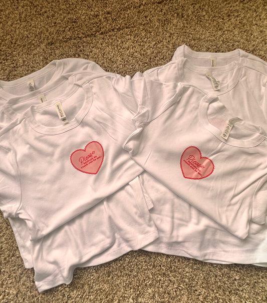 please hesitate to reach out to me baby tee