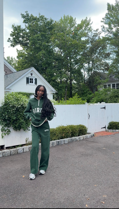 The Sunday Girl Half Zip- Evergreen