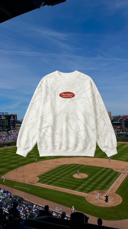 Philadelphia Baseball Camo Girl Crewneck (White)