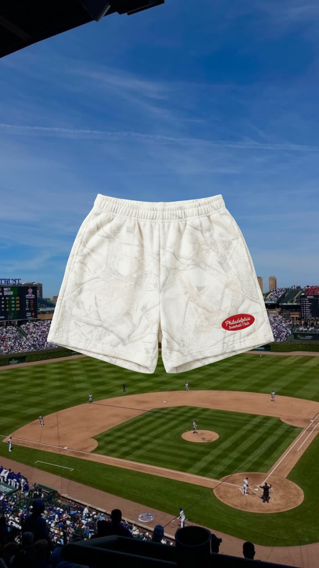 Philadelphia Baseball Camo Girl Shorts (White)