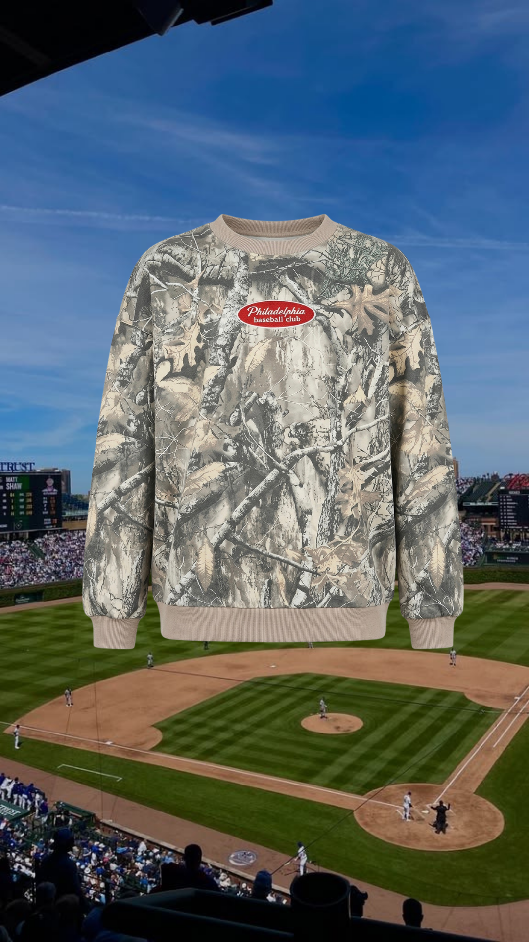 Philadelphia Baseball Camo Girl Crewneck