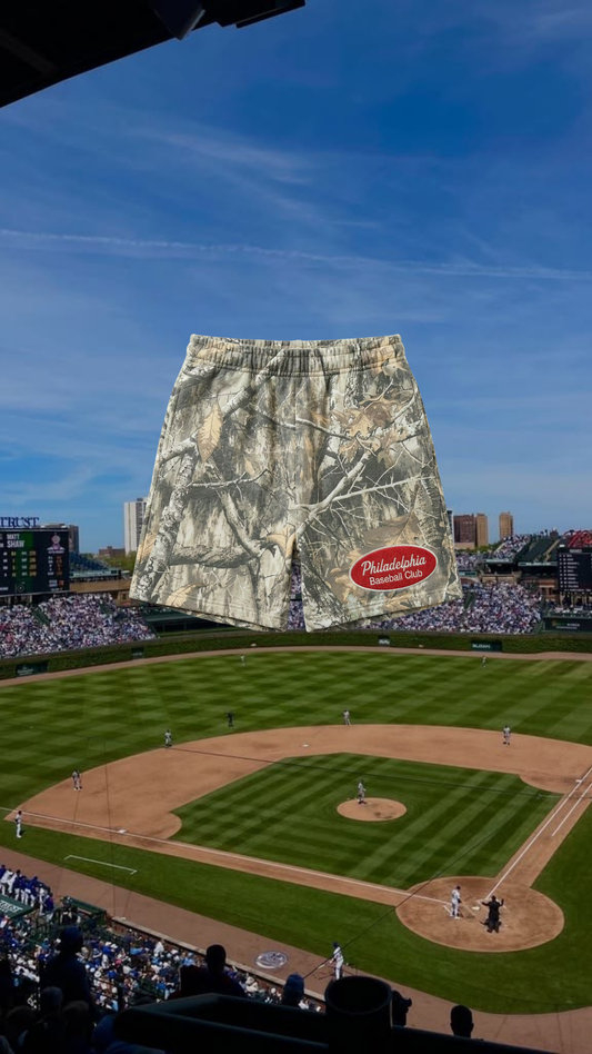 Philadelphia Baseball Camo Girl Shorts (Green)